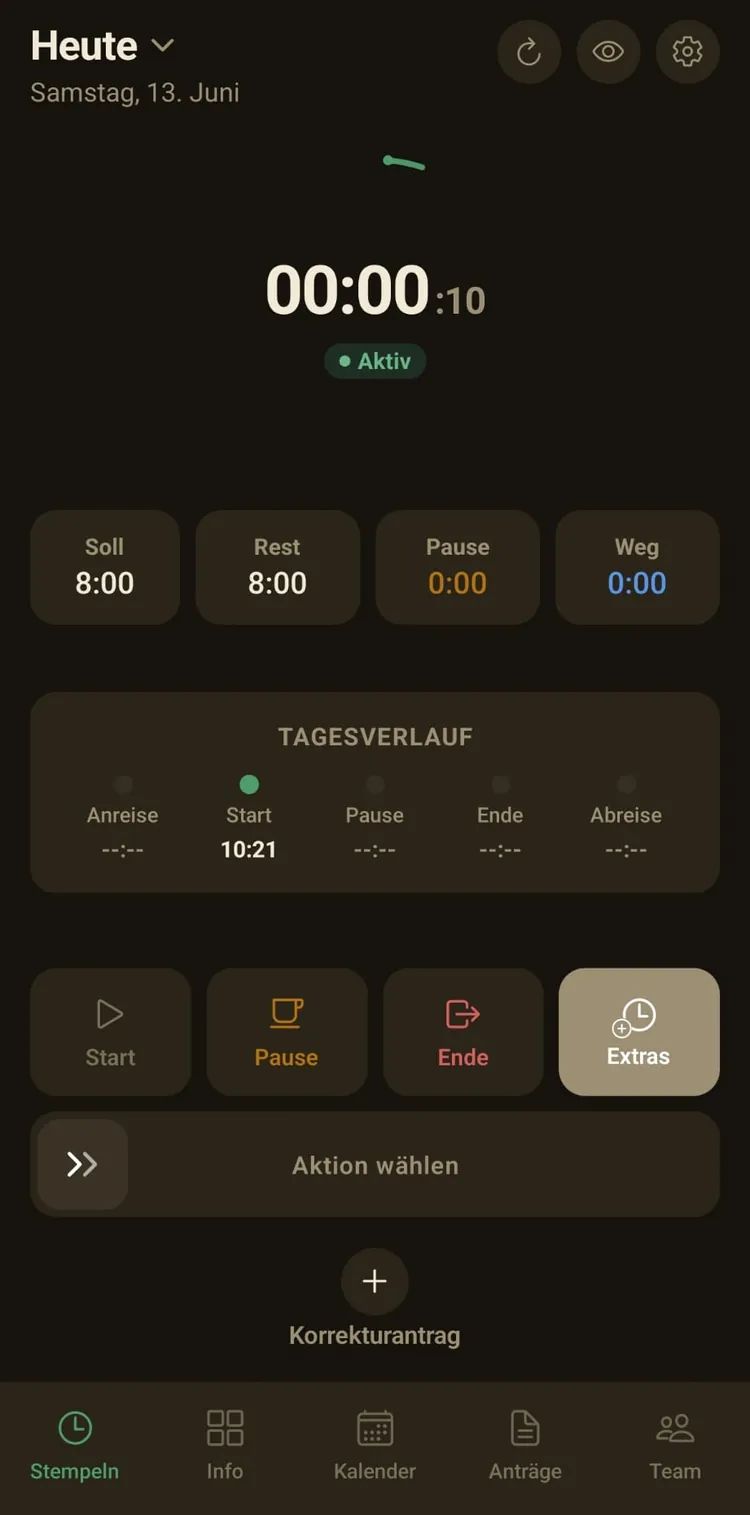 ZeitPilot: Stempeln (dunkel)