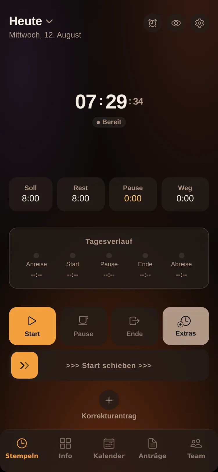 ZeitPilot: Stempeln (dunkel)
