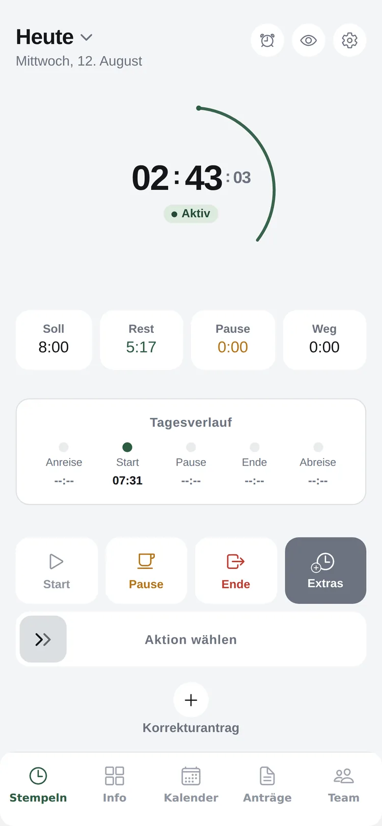 ZeitPilot: Stempeln, bereit zum Start