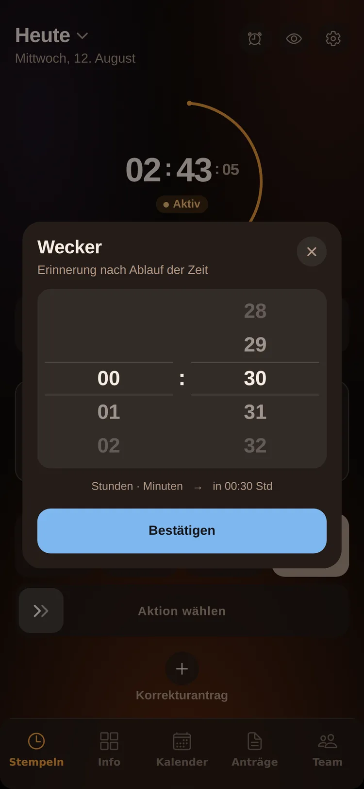 ZeitPilot Wecker-Funktion